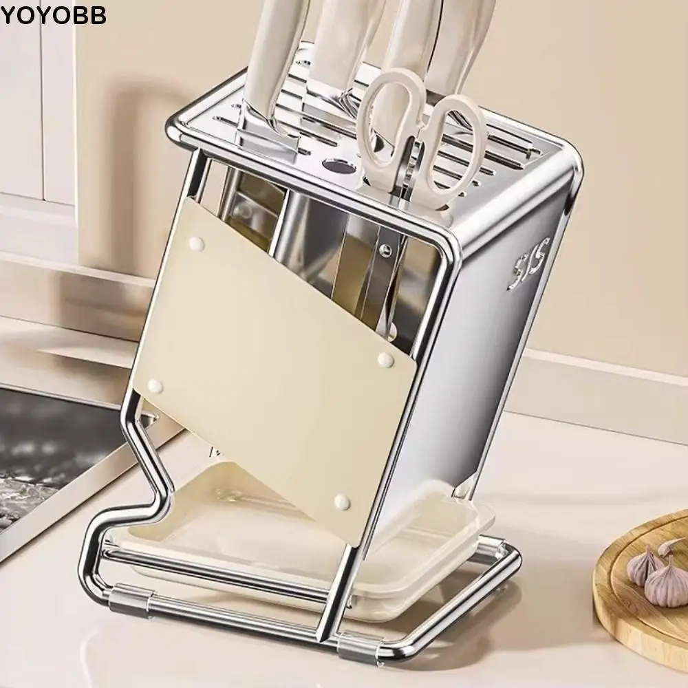 

Держатель для резака из нержавеющей стали, сливной лоток, многофункциональный органайзер для кухонной утвари, противоскользящее ведро для экономии места, палочки для еды