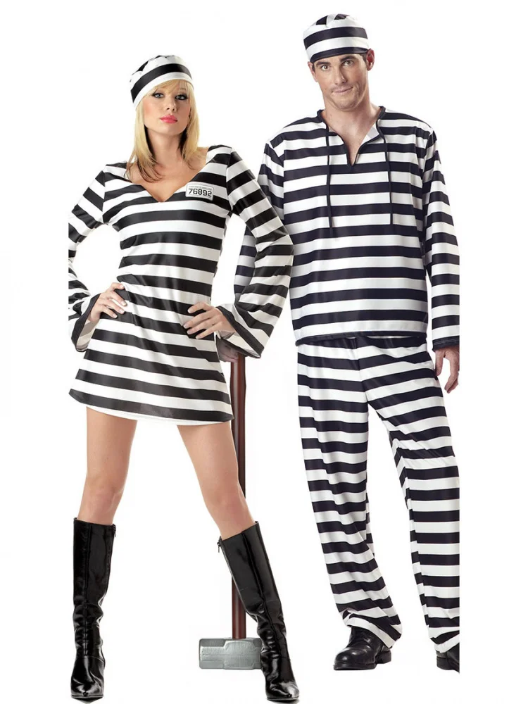 

Couple's Sle Sailor Outfit Prisoner Costume loween Performance Clothes Men's Women's Prison orm Traditional Chinese ...