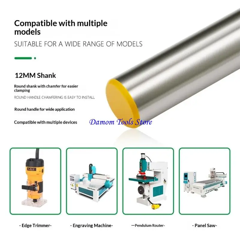 57BE 12mm Shank Carbides Tipped Router Bit Long Shank Double Flute Design for Efficient Chip Removal and Smooth Finishes