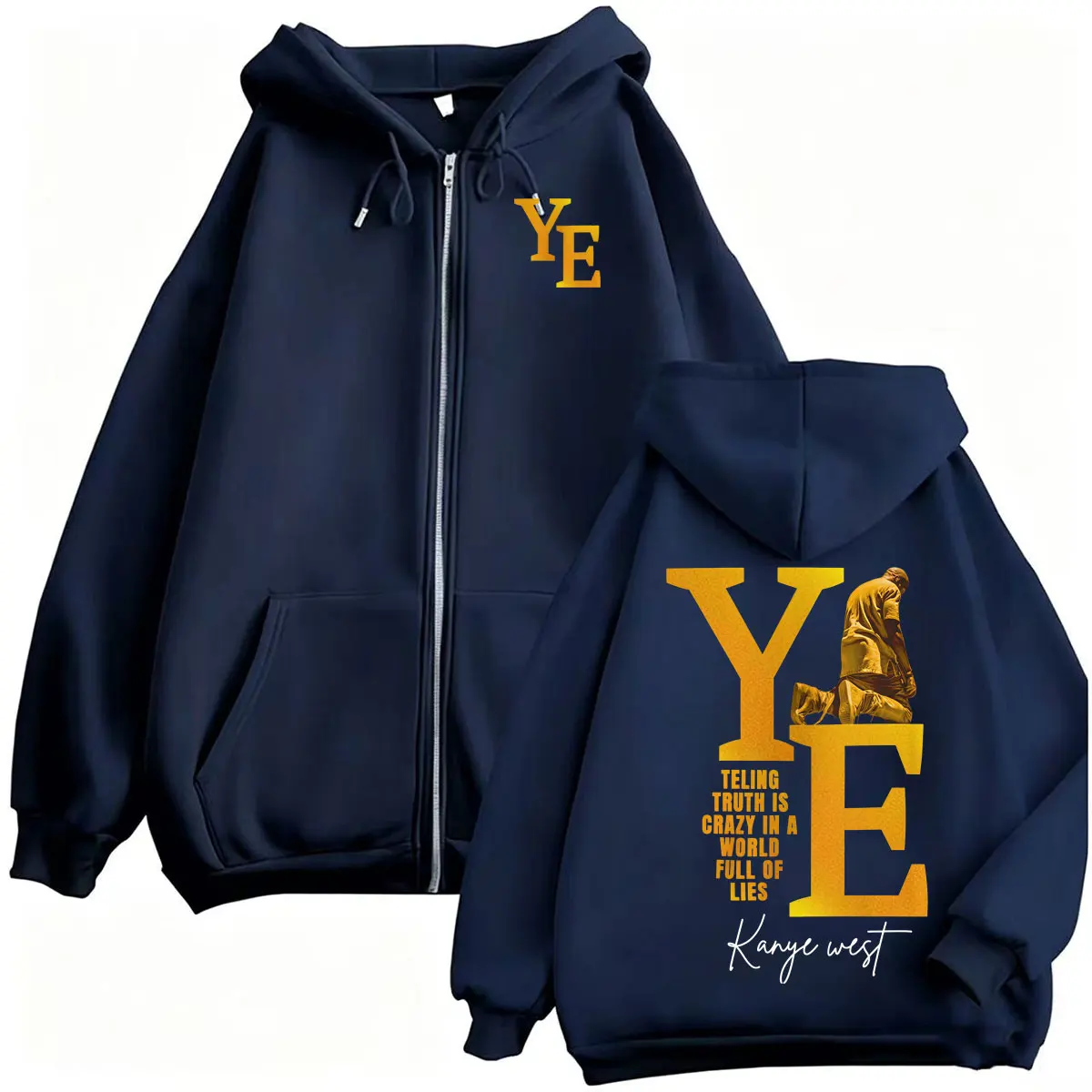 Kanye West Album 2026 Tour Reißverschluss-Hoodie für Herren und Damen, Modische Hip-Hop-Jacke, Sweatshirt-Mantel, Hochwertige Übergroße Zip-Up-Hoodies – Detail 3