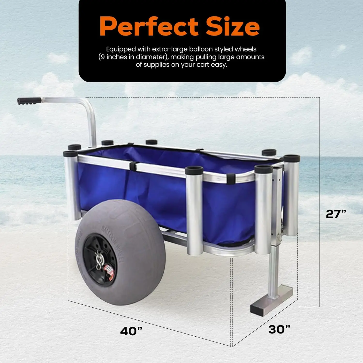 Storage Rolling Utility Cart, Heavy Duty & Waterproof Caddy, 220 lbs Capacity, Blue