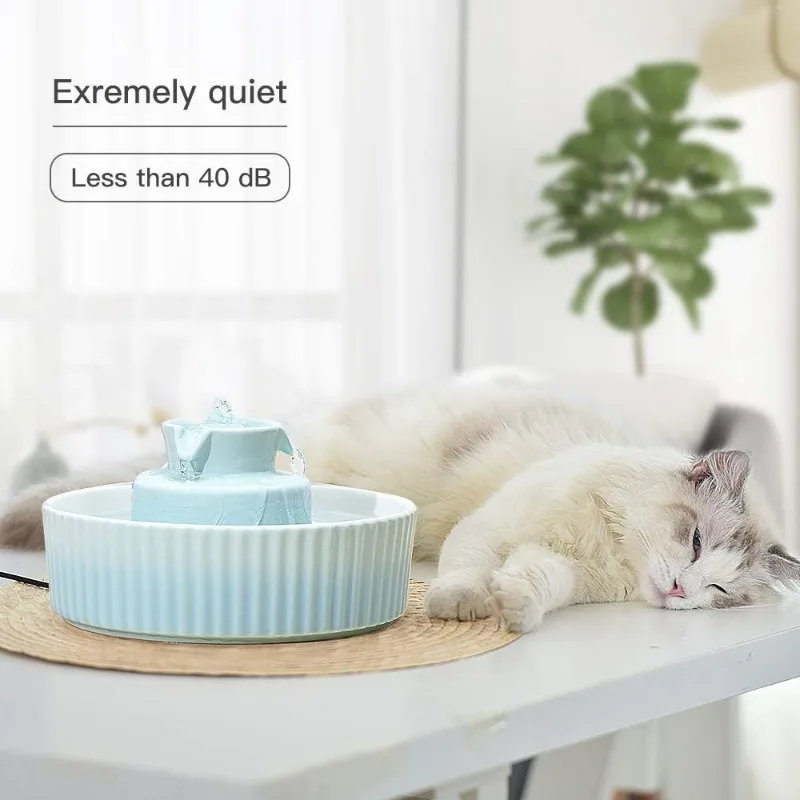 360 เซรามิคน้ําพุสัตว์เลี้ยง,ขั้นสูง Porcelain Cat Water Fountain,70 oz.น้ําพุชามสําหรับแมวและสุนัขเปลี่ยน