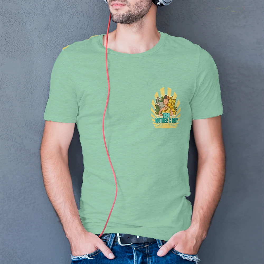 تايلاند عيد الأم HD الجرافيك تي شيرت مطبوع أمي هدية عادية لينة عالية الجودة 200gsm القطن قمصان قصيرة الأكمام فضفاضة