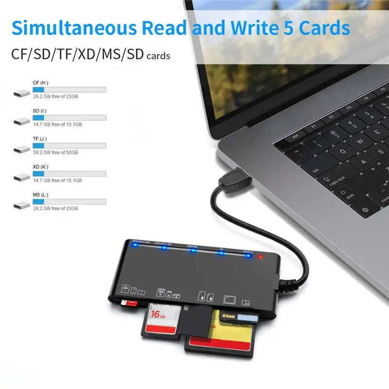 xingxing 7 in 1 USB 3.0 Multifunction Card Teader CF/XD/MS/SD/TF Card Reader for Vista/XP/7/8/10/, Linux, Os
