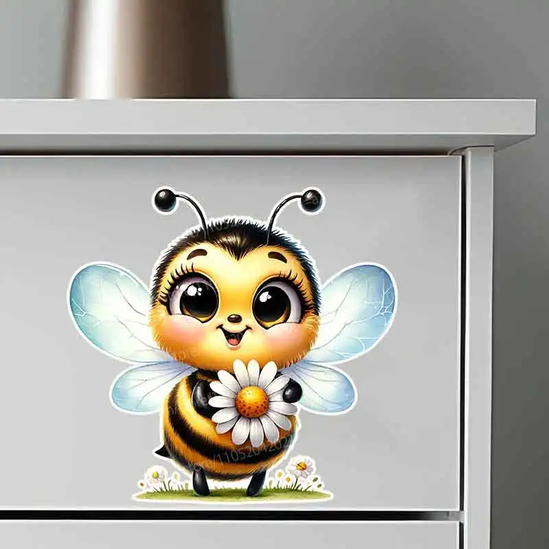 Cute Bee Car Stickers Waterproof Decals for Rear Window Bumper Children's Room Door & Window Decor HE117 4
