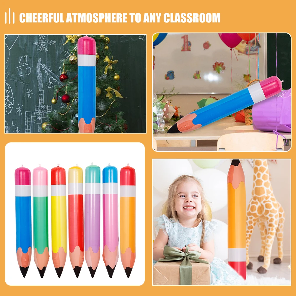 

7Pcs PVC Inflatable Pencils Back to School Classroom Decor Giant Pencil Balloon Party Decorations Pencil Blow Up