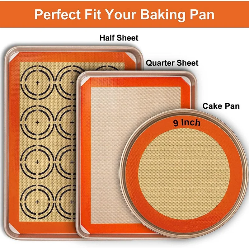 Silicone Baking Mat Sheets Set Easy Clean &Non-Stick Food Grade Reusable Baking Mats For Oven, Macarons, Cookies, Pizza