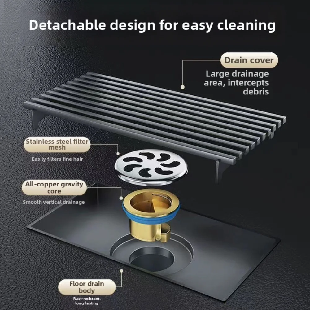 

Bathroom Floor Drain Long 304 Stainless Steel Construction with Drainage and Isolation Suitable for Standard Pipes