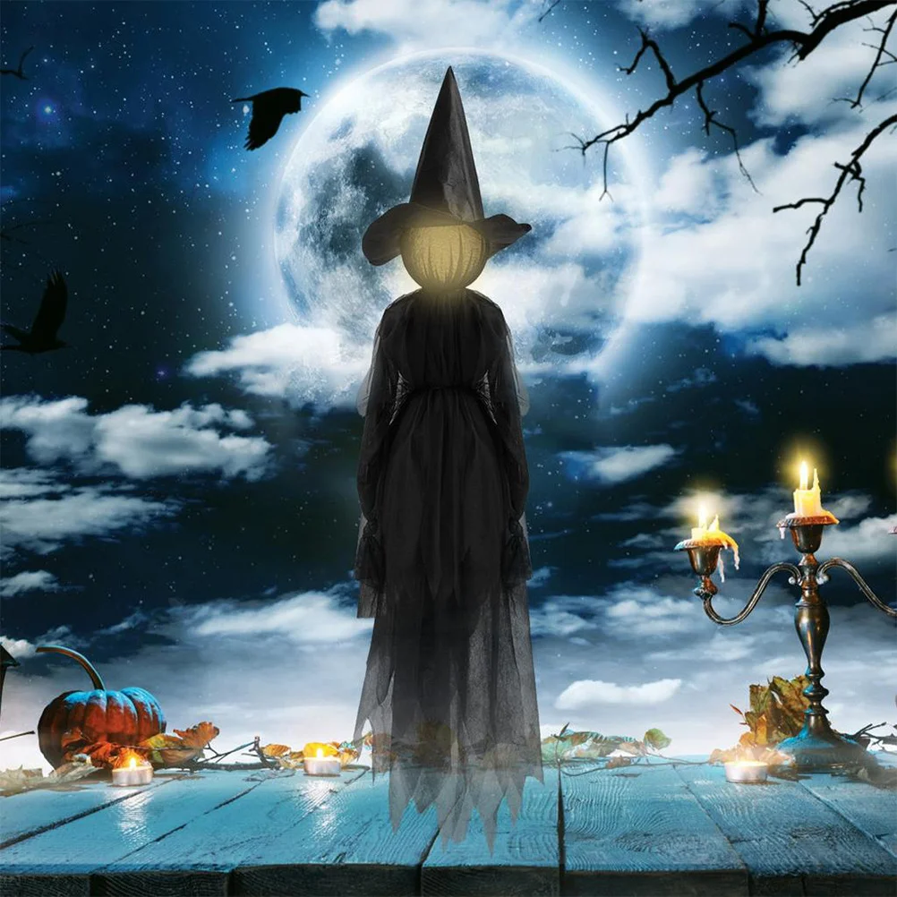 

Halloween Voice Control Witch Luminous Witches Ornament Sound Activated Scary Decoration for Yard Party Haunted House
