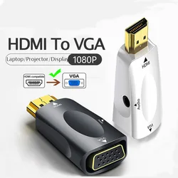 Mini HDMI-compatible to VGA Converter Wide Compatible Male To Famale Converter Adapter 3.5 mm Jack Audio HD 1080P For PC Monitor