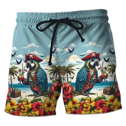 Uomo-traje de baño de Bermudas hawaianas para hombre, pantalones cortos con estampado 3D de Tucán y loro, traje de baño para playa, Verano