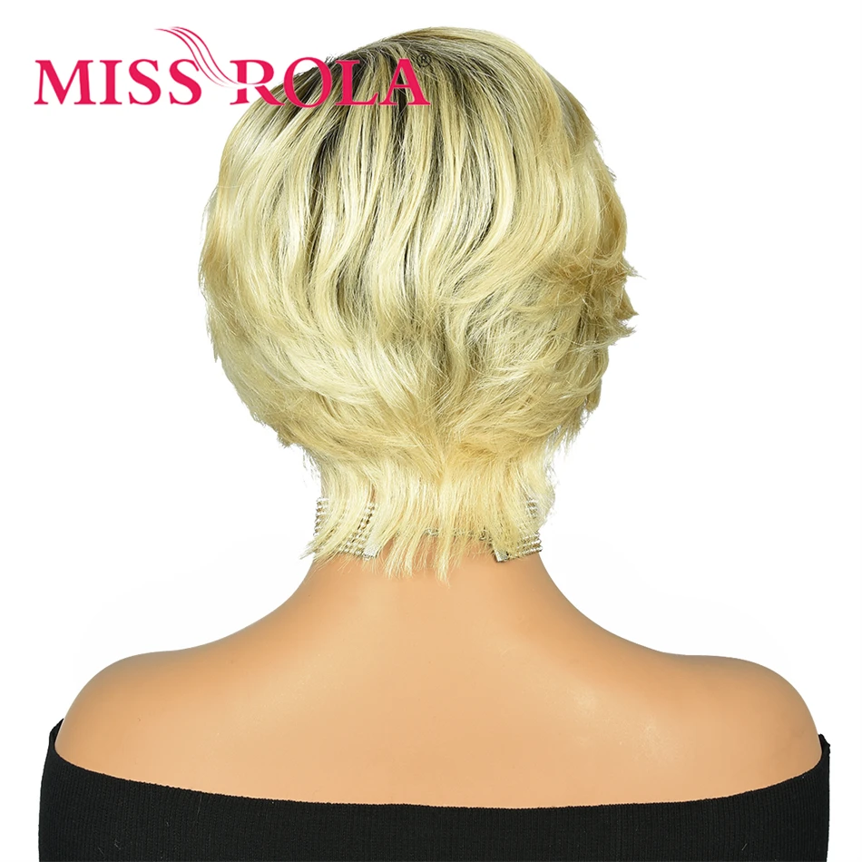 Miss Rola 12A Peruvian Short Pixie Cut Wigs Ombre Hair Highlights Wig Whole Machine Made Human Hair Wigs Remy 180% Density