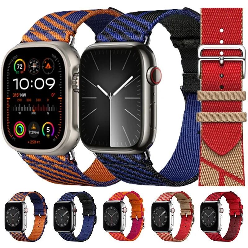 

Jumping Single Tour Strap For Apple Watch 10 SE 9 8 7 6 5 45mm 41mm 46mm40mm 42mm 44mm Woven Nylon Strap For iWatch Ultra 2 49mm