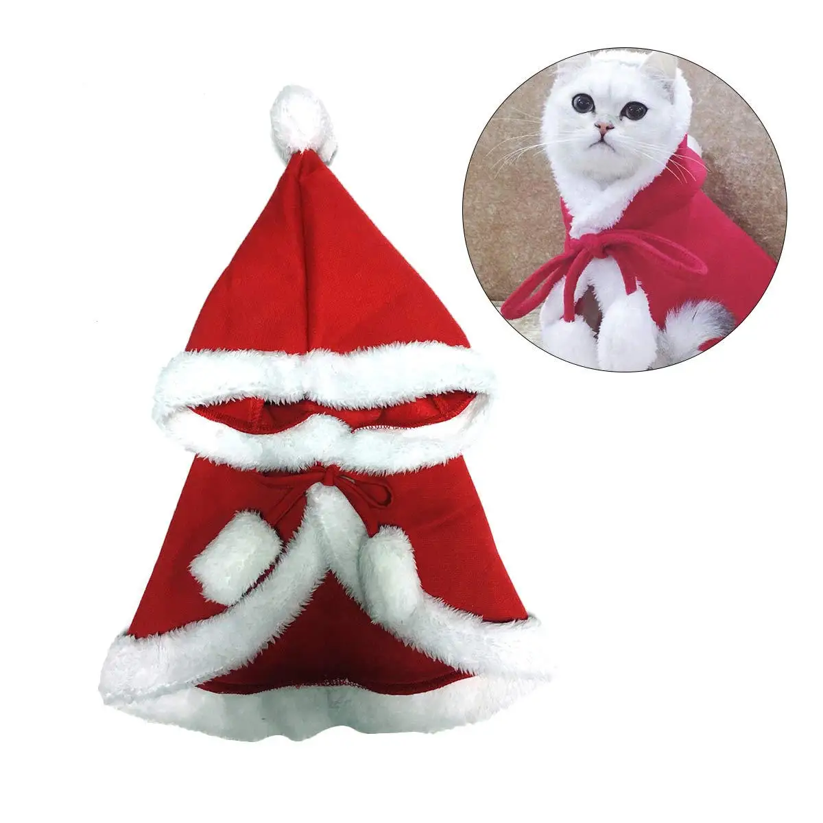 

Dog Cat Hooded Cape Red Size L Xl Winter Christmas Clothing Warm Adorable Pet Costume Cloak Outdoor Walking Running