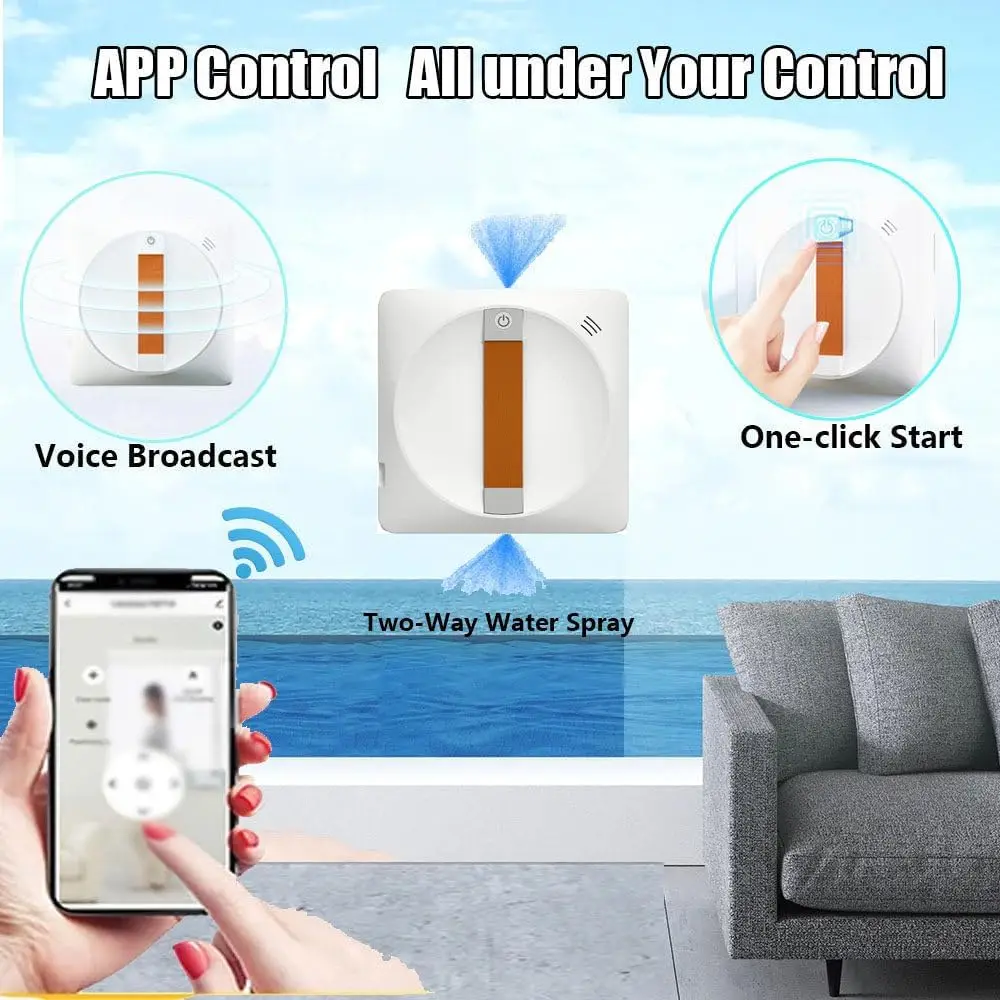 Compliant Black Glass Cleaning Robot Dual Spray Window Cleaner 2800pa Strong Electric Suction Power Household Use US