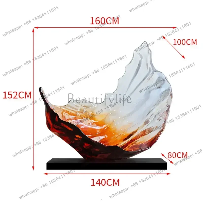 yj21 Light luxury living room office entrance transparent resin maple leaf decorative art ornament