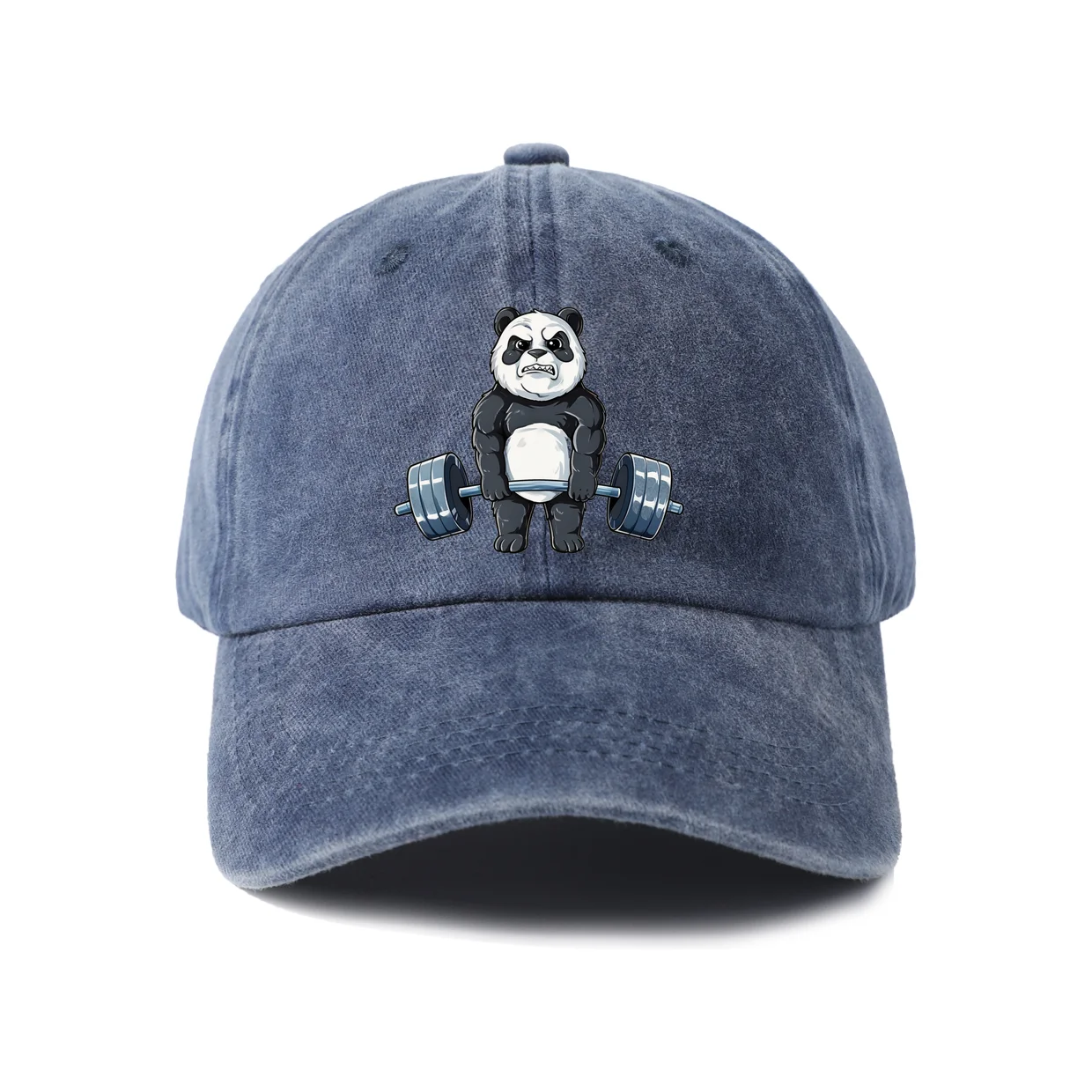 Panda Drinking Coffee Graphic Vintage Washed Baseball Cap, Adjustable Unisex Dad Hat, Weekend Gift