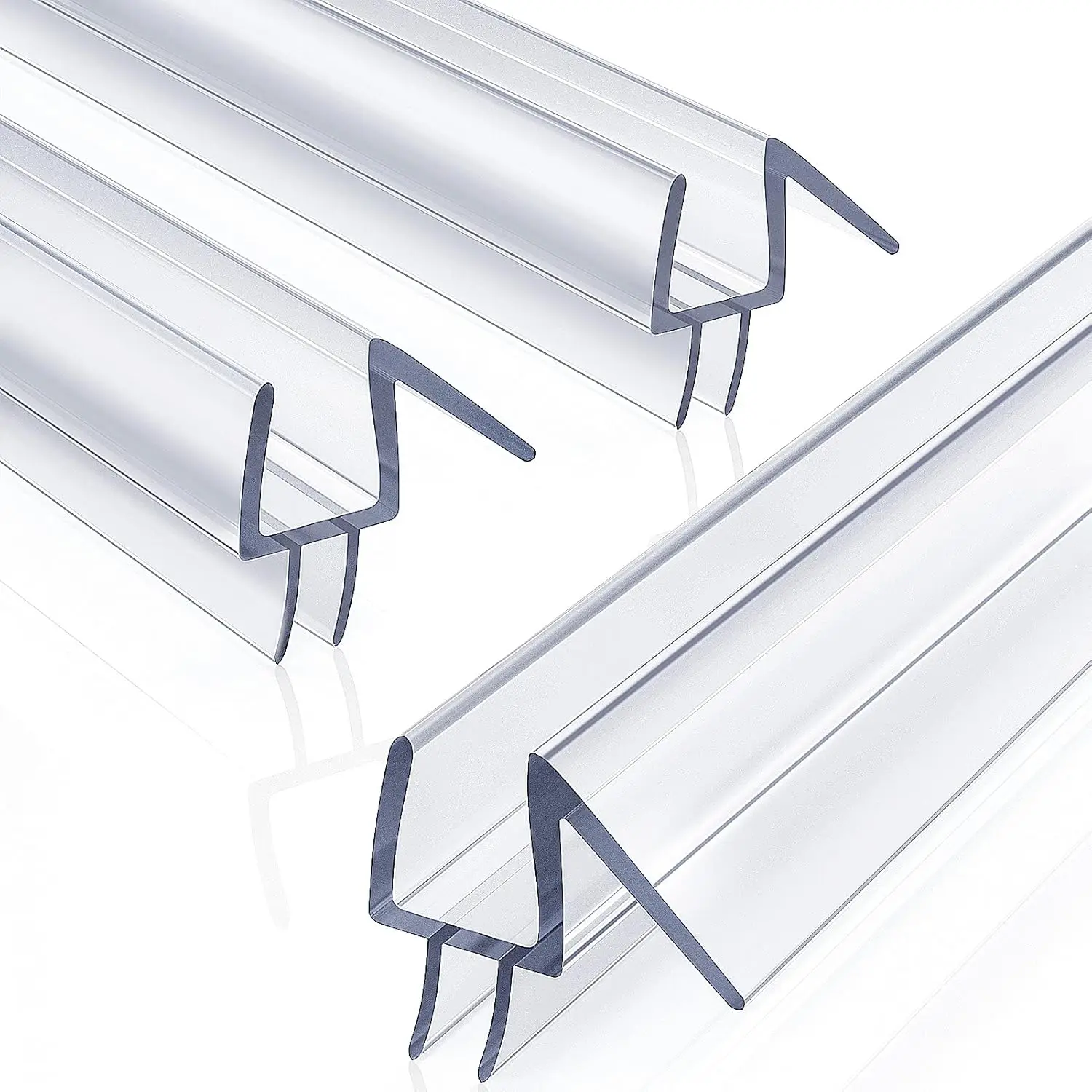 

3-Pack Shower Door Bottom Seal for 3/8" Frameless Glass, Leak-Proof Water Barrier, Easy Snap-On Installation