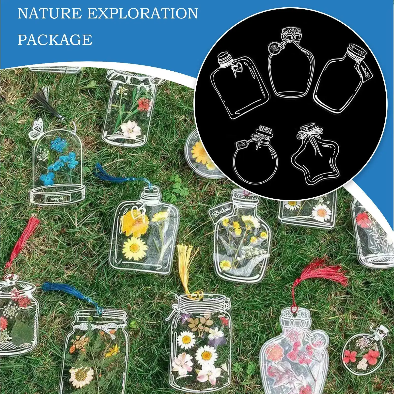 Kit de marque-pages de fleurs séchées, ensemble de fabrication de marque-pages de fleurs pressées, spécimen botanique en forme de pot pour Scrapbook, amateurs et enseignants