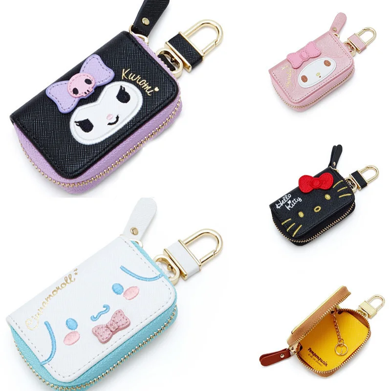 

Sanrio Hello Kitty Car Key Case Cover Kuromi Melody Pouch Cinnamoroll Keychain Wallet Girl Coin Purse Backpack Accessories Gifts