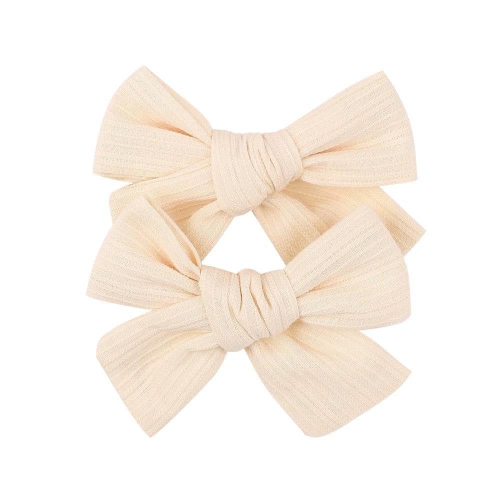 2Pcs/Lot  Hair Clip for Baby Girls Solid Floral Embroidery Covered Safety Bows Bowknot Hairpins Ribbon Headwear Hair Accessories