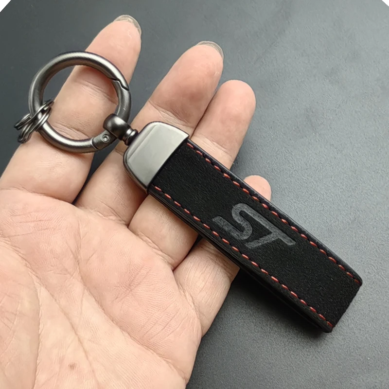 New Decorations Car Suede Leather Keychain STline ST Logo Keyring ST Line Key Chain