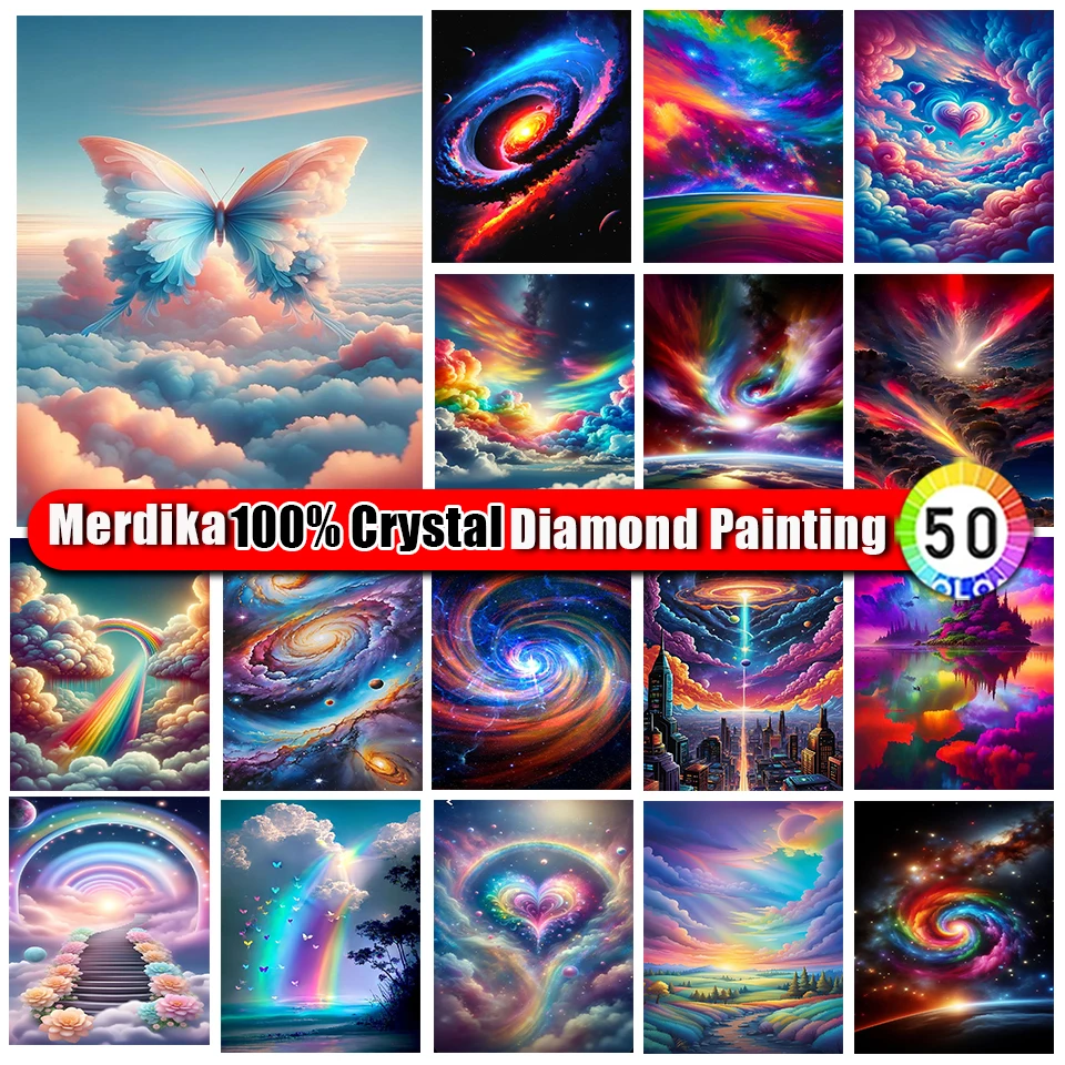 

Picture Size 100% Crystal Diamond Painting Kit colorful sky Scenery 5D DIY Diamond Embroidery Rhinestone Mosaic Art Home Decor