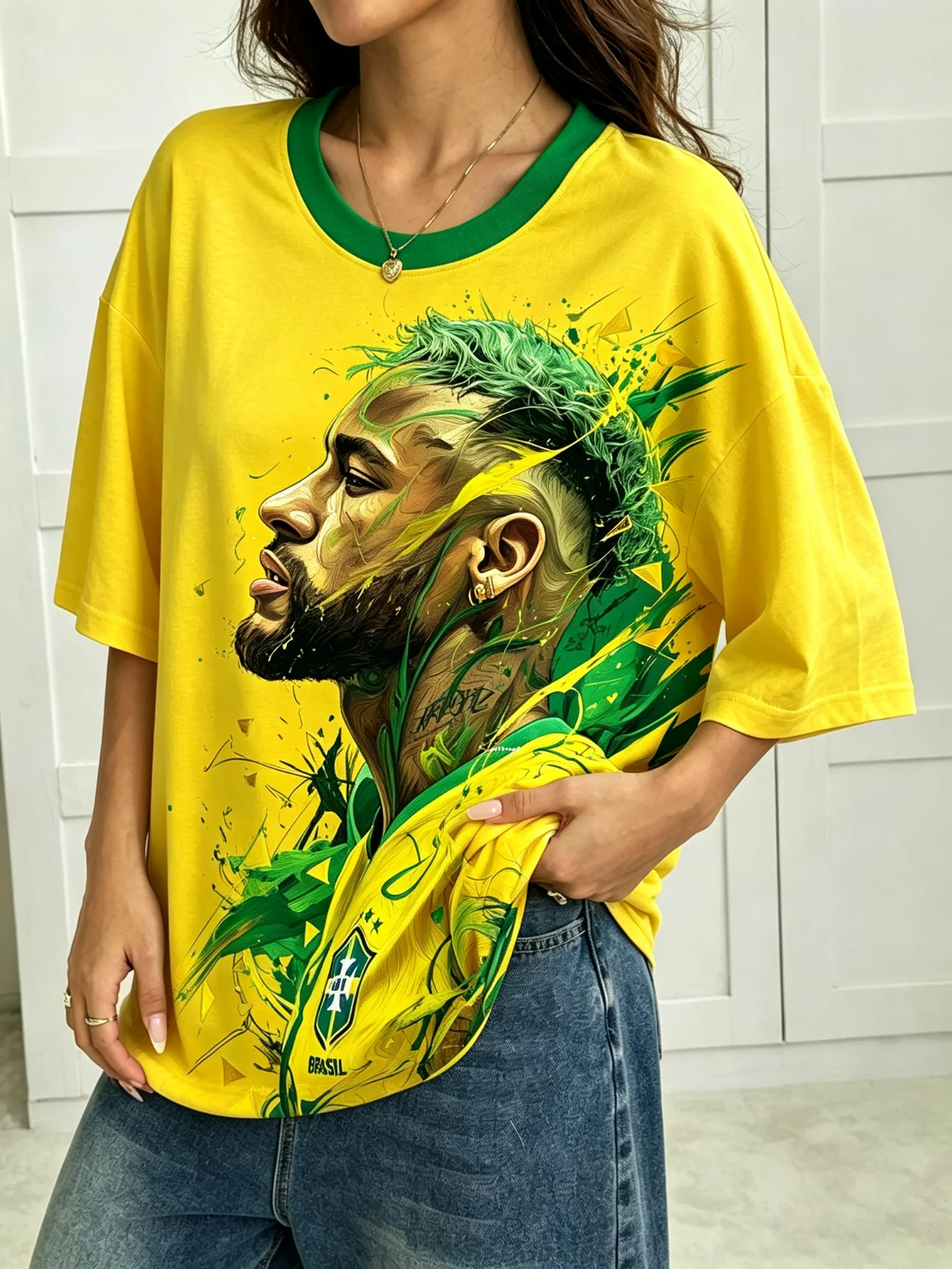 3D Printing Brazilian Football Training T-Shirt - Breathable and Wicking Sweat Absorbent - Neymar - Family Clothing Set
