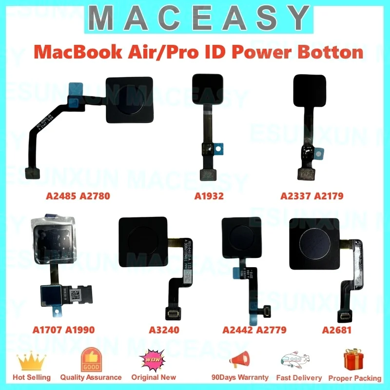 

MacBook Air Pro Touch ID Кнопка включения/выключения питания для A2681 A2941 A2442 A2485 A2779 A2780 A1932 A2179 A2337 A2141 A3240 A3241