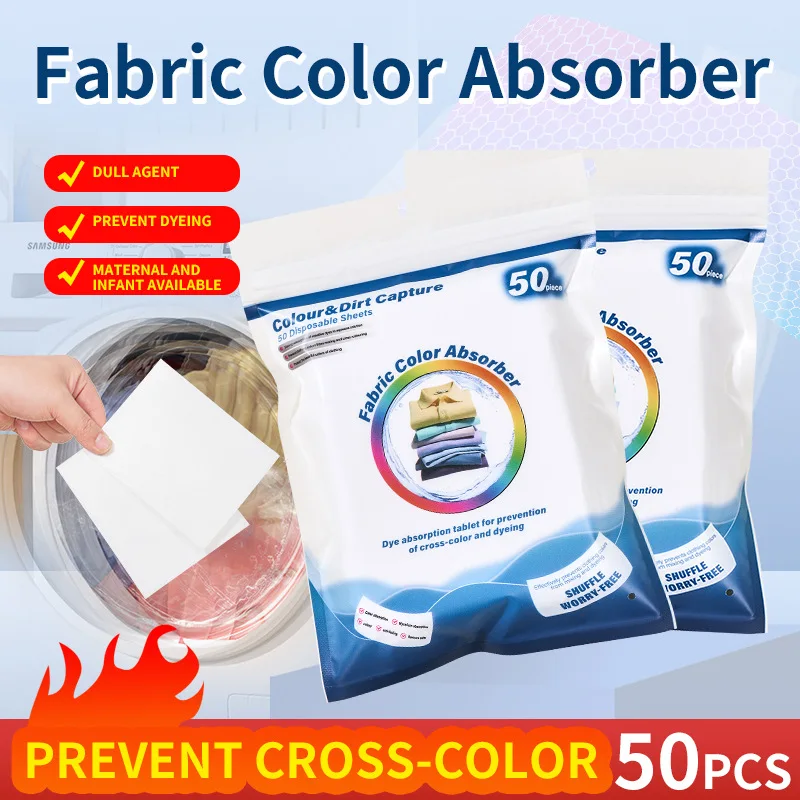 50pcs Colour Catcher Sheet Proof Color Absorption Paper Anti Cloth Dyed Leaves Laundry Color Run Remove Sheet in Washing Machine