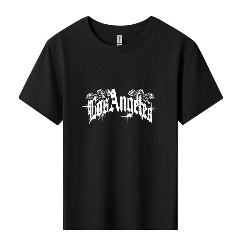Stylish LOS ANGELES Letter Print Boys Creative T-shirt Casual Lightweight Comfy Short Sleeve Tee Children\'s Tops Kids Clothes