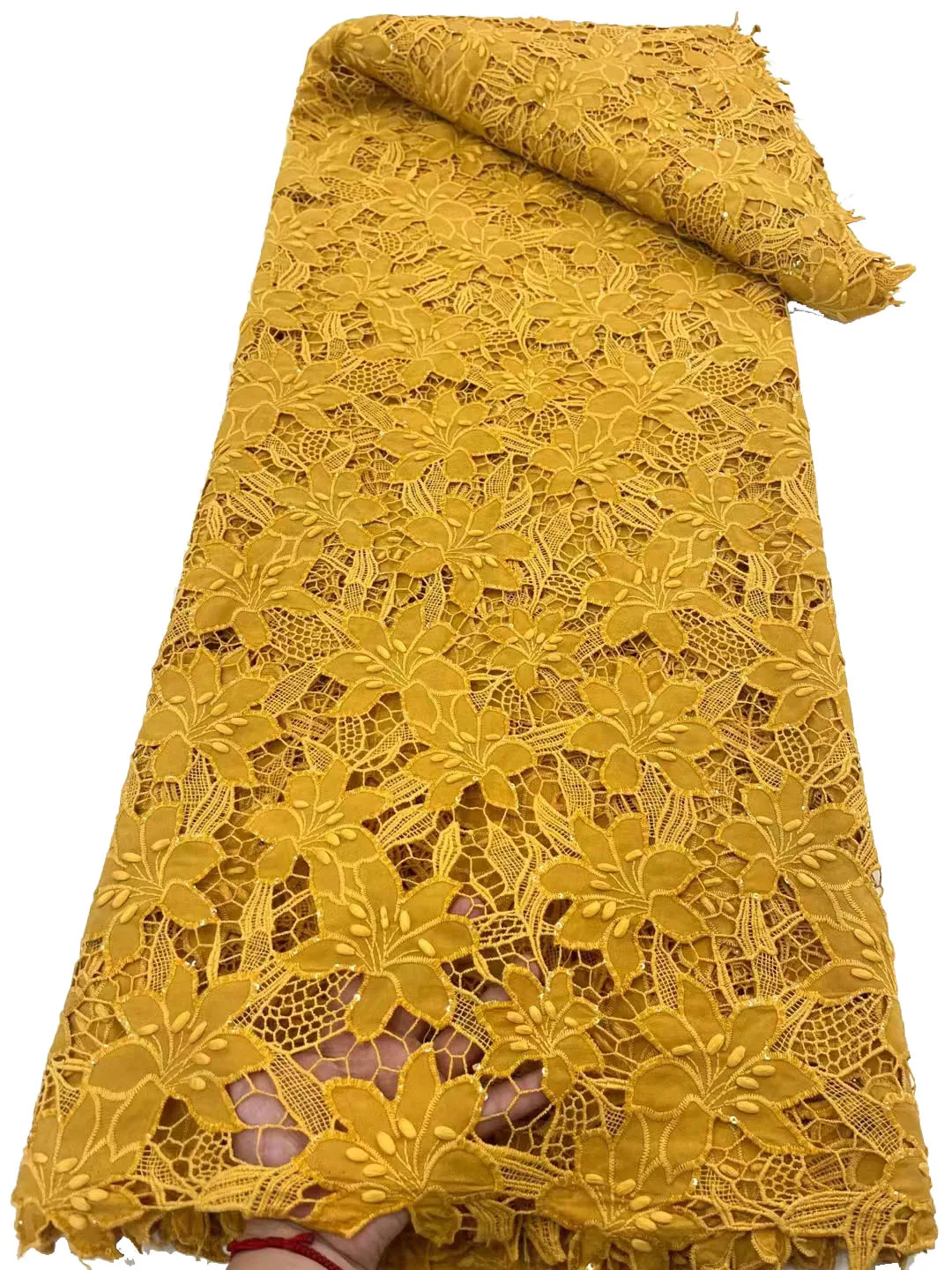 

The new three-dimensional hollow water soluble classic lace geometric flower type, high-end fashion luxury cheongsam dress