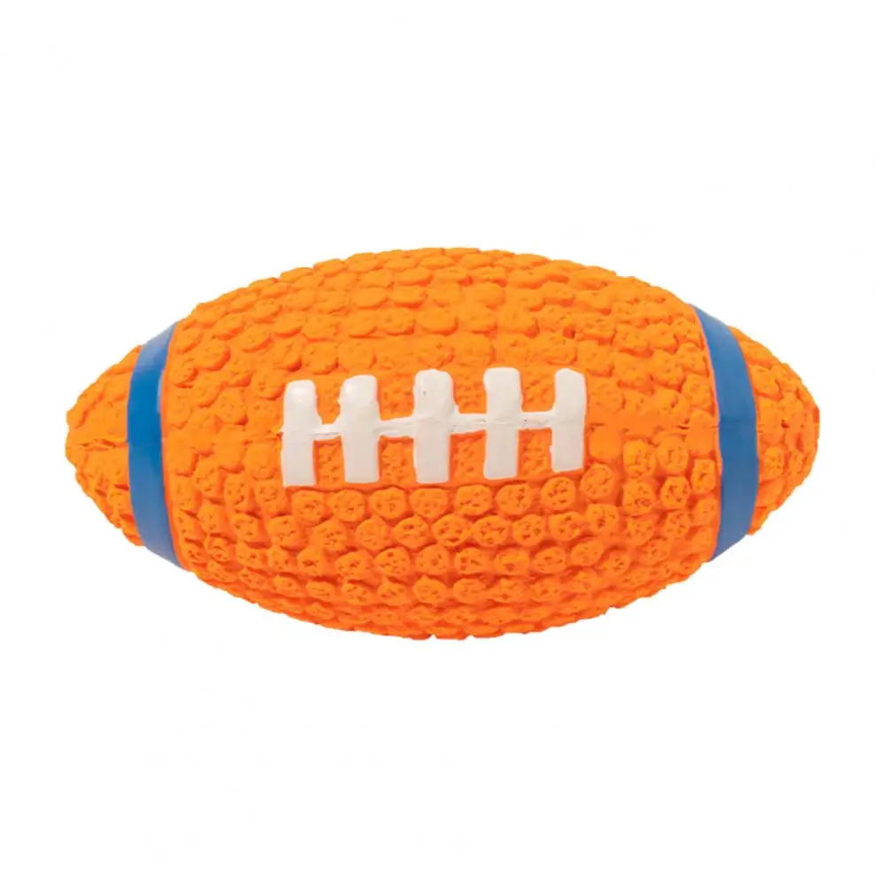 Dog Toys Pet Squeaky Toy Rugby Ball Shape Interactive Chew Toy Vibrant Colors Easy to Clean Dog Teething Toy for Outdoor Play