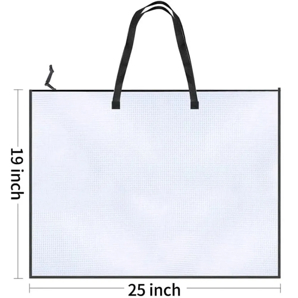 حقيبة محفظة 9 × 25 بوصة مع مقبض وسحاب حقائب ملفات شفافة سعة كبيرة لتخزين الأدوات المكتبية حقائب عمل فنية منظم المجلدات