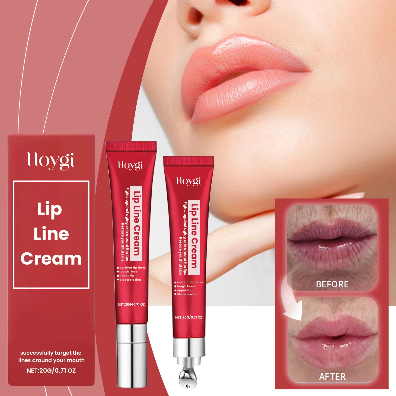 Crema per labbra - Trattamento antietà per linee della bocca e rughe - Crema levigante per contorno labbra, linee marionette e fumatori