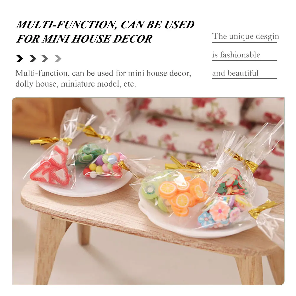 6 stuks Mini Voedsel Verpakt Snacks Simulatie Zakken voor Mini Huis Decoratie Poppenhuis Accessoires Realistische Rekwisieten