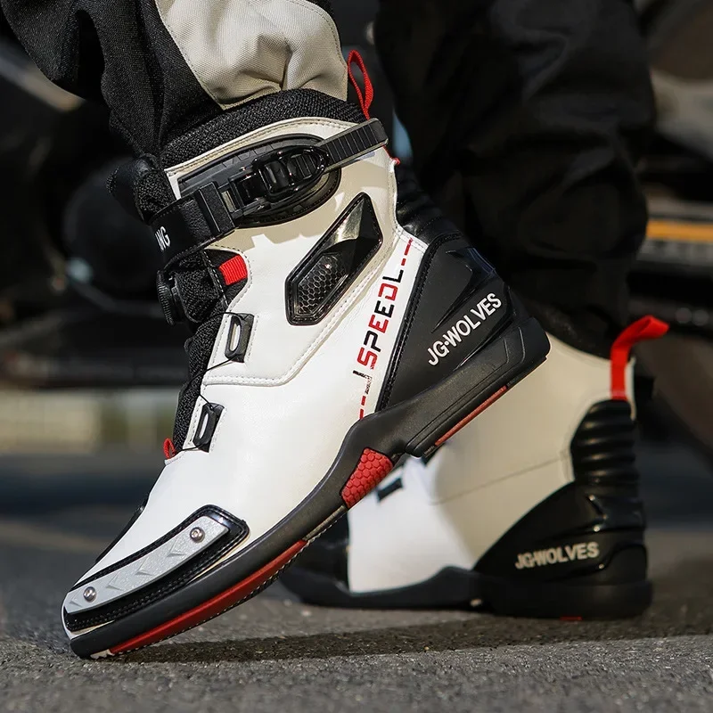 2024 New Motorcycle Boots Man Leather Motos Riders Protective Boots Waterproof Non-slip Motocross Mountain Racing Shoes