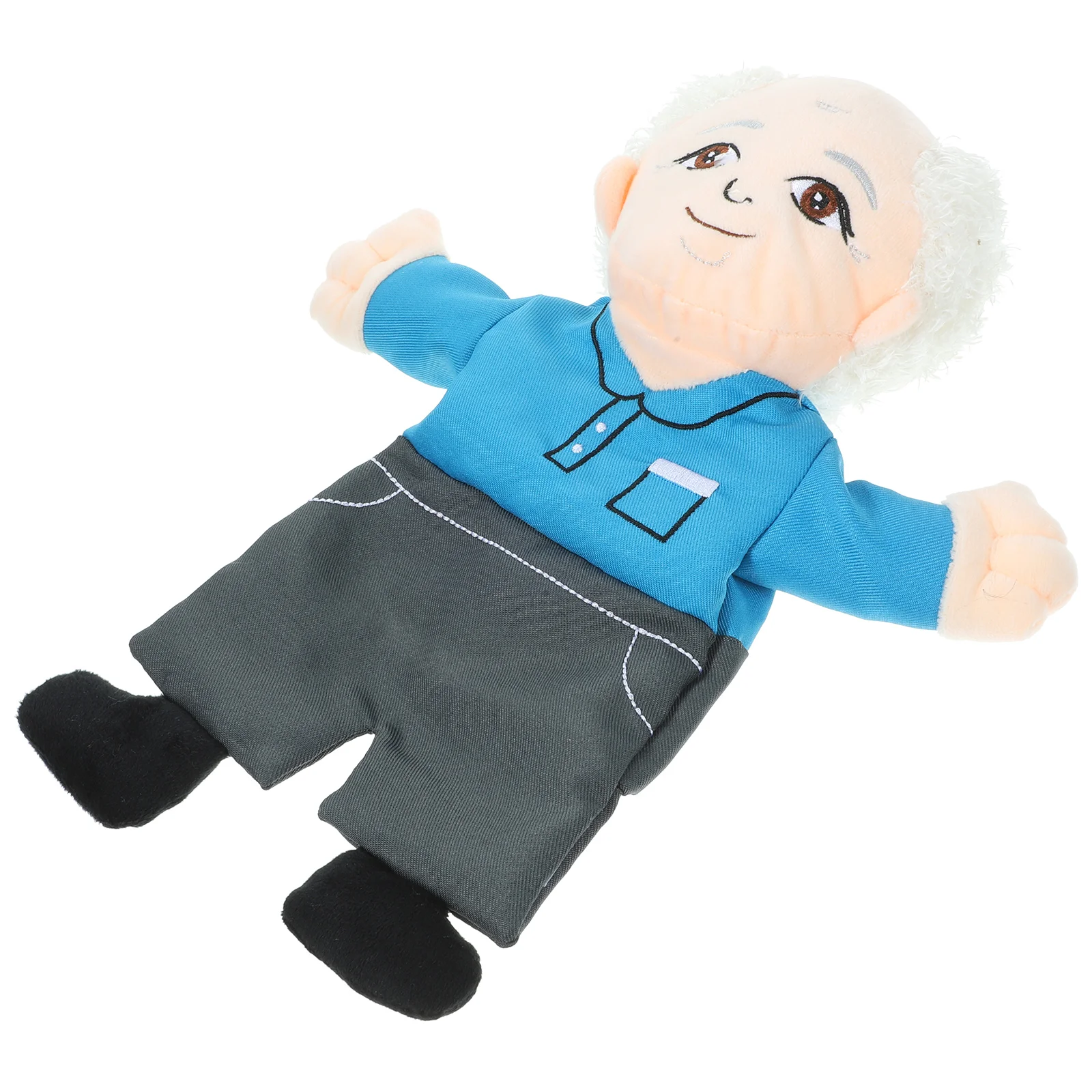 Human Plush Hand Puppet Telling Story Interactive (Grandpa) Children Figure Toy Decorative