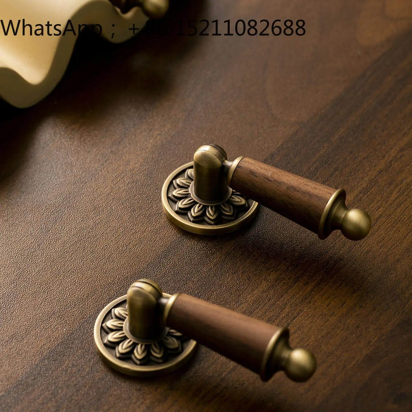 SCY retro brass walnut cabinet door pendant handle decorative pattern furniture small handle