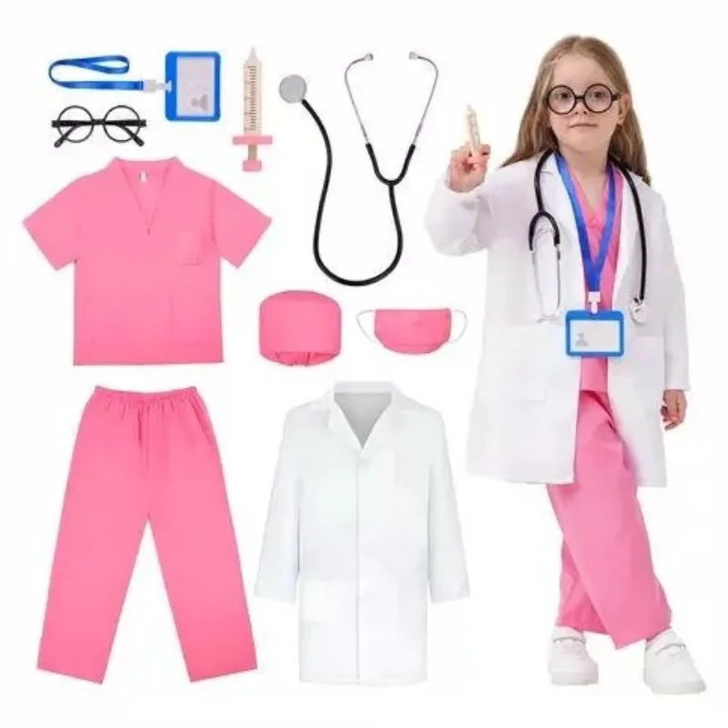 

Children's Doctor and Nurse Suit Set Kindergarten White Coat Toy Bag Playing House Cosplay Cosplay Game Suit