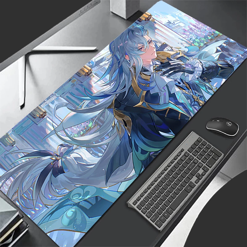 マウスパッドパターン HD マウスパッドデスクマットコンピュータゲーム G-genshin Impact Neuvillette キーボードパッドラバーマットノンスリップマウスマット