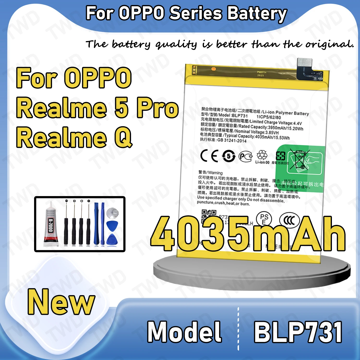 

BLP731 Аккумулятор большой емкости для OPPO Realme 5 Pro/Realme Q, новые аккумуляторы высокого качества + бесплатные инструменты