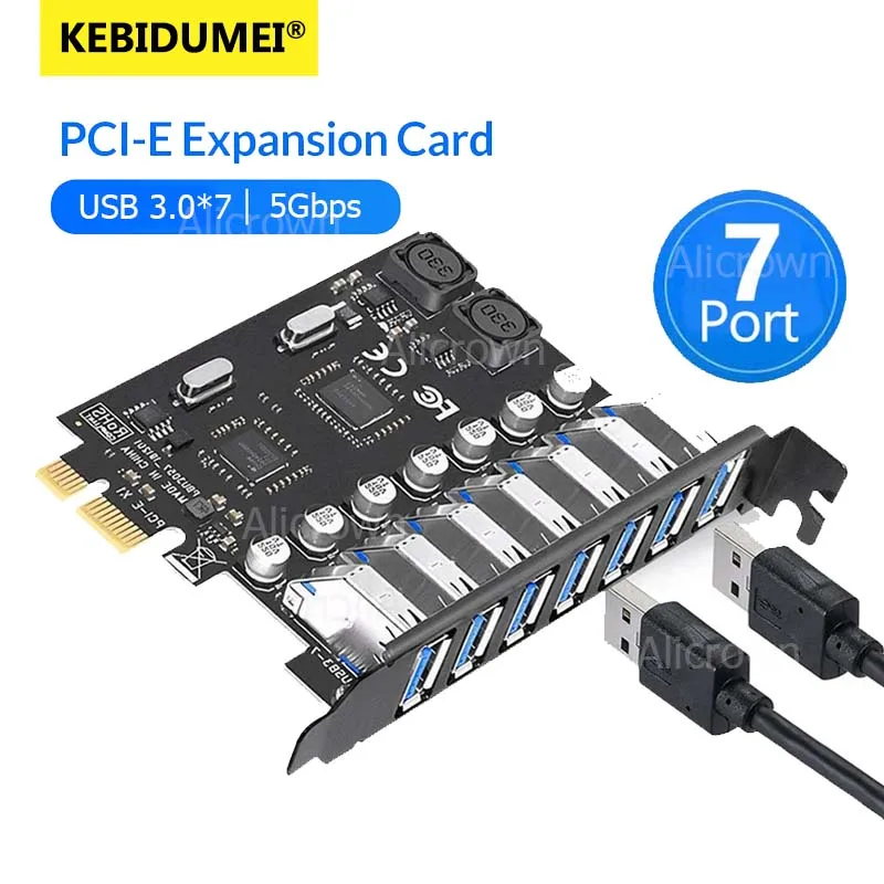 

4/7 Port USB 3.0 PCIe Expansion Card 5Gbps USB3.0 Hub Adapter PCIe USB 3.0 Hub Controller Adapter for Windows 11/10/8/7/XP/Linux