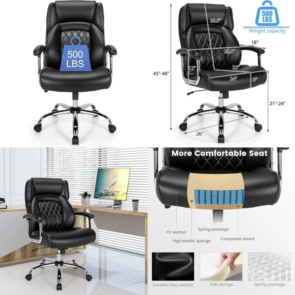 

Эргономичное настольное кресло с высокой спинкой для домашнего офиса, широкое сиденье, большое и высокое, удобная кожа, идеально подходит для компьютерных рабочих станций