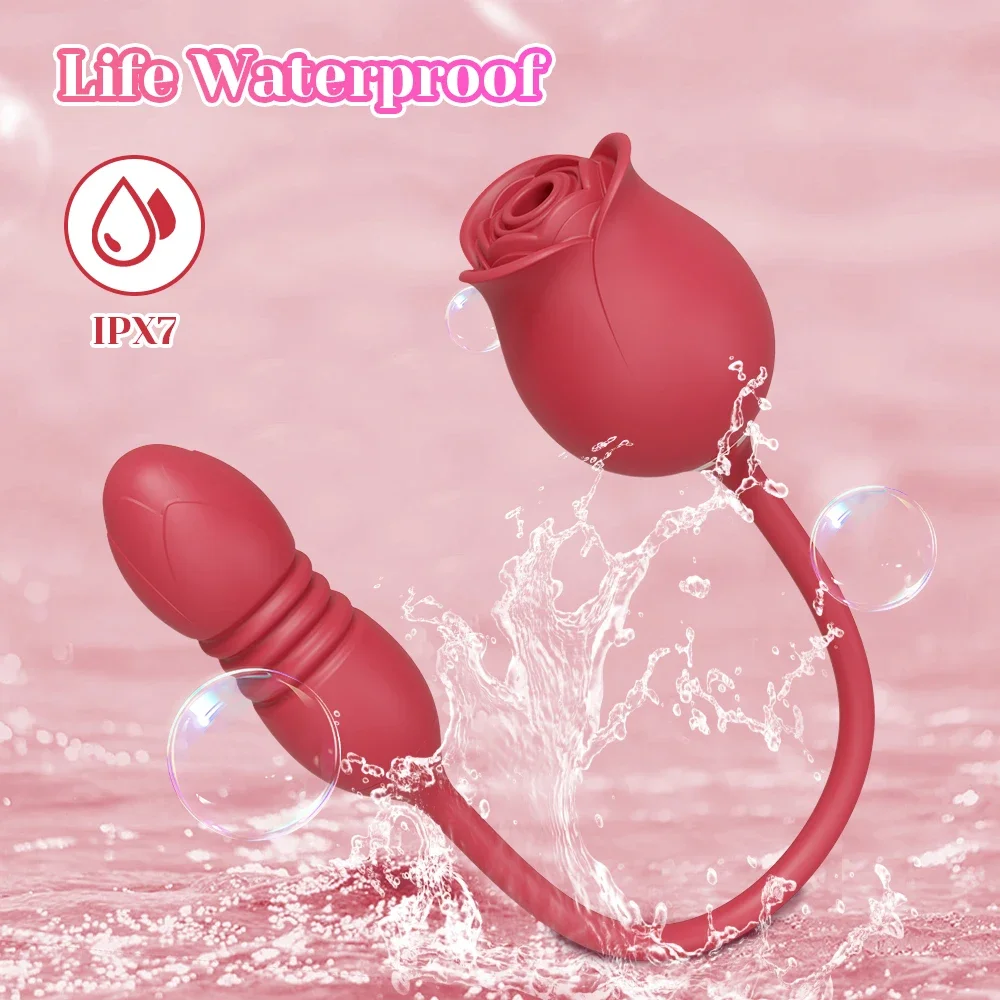 Rose-Sucking Vibrator for Women Clit Clitor Stimulator G Spot Thrusting Dildo Vibrating Female Masturbator Massage Adult Sex Toy