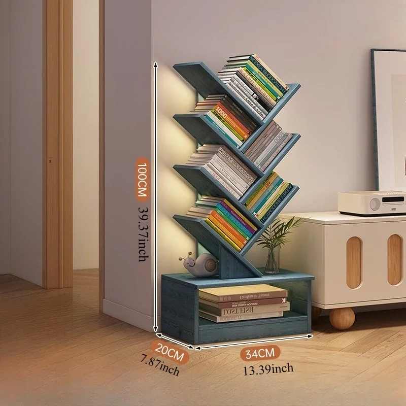 Solid Wood Tree-shaped Bookshelf Floor-to-ceiling Does Not Take Up Space Shelf Living Room Storage Shelf Display Shelf Household image 4