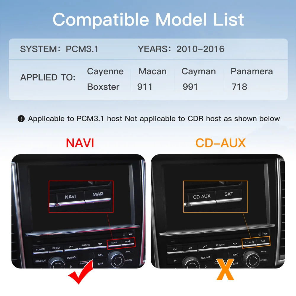 CARABC Wireless Carplay Modulo Android Auto per Porsche Pcm 3.1 Panamera Cayenne Macan Cayman Boxster 911 718 970