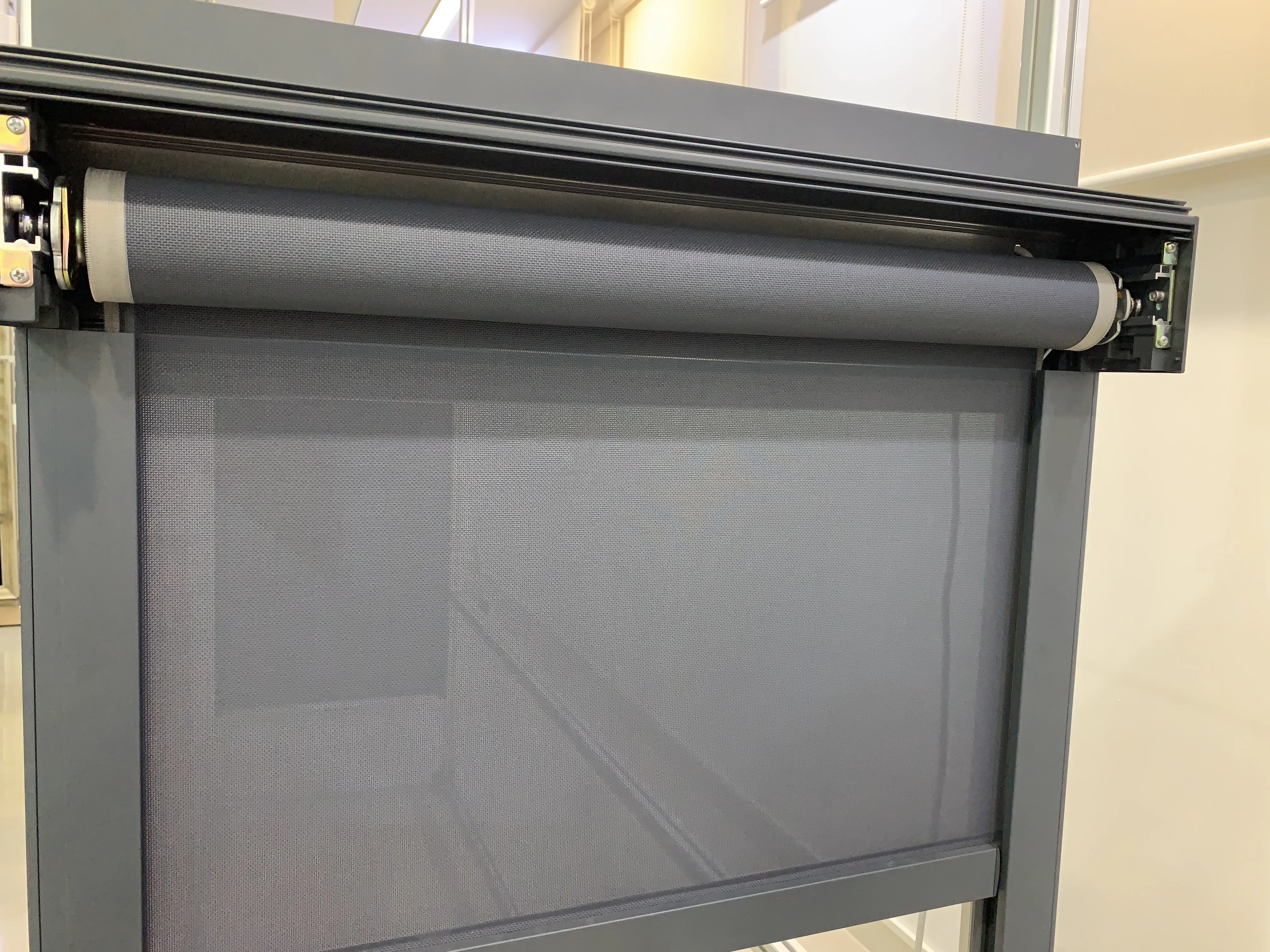 Wide Built-In Smart WiFi Windproof Electric Motorized Vertical Roller Blinds with Zip Screen Zip Track