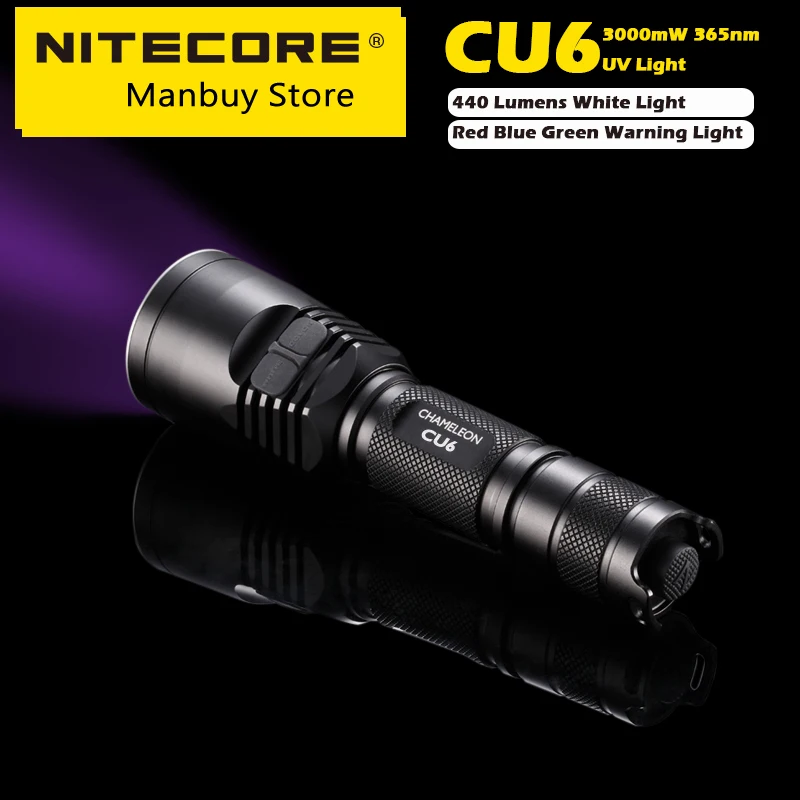 

NIRECORE CU6 3000mw Ultraviolet UV Flashlight 365nm Military Search Hunting Tactical Flashlights LED 5 Light Sources Troch