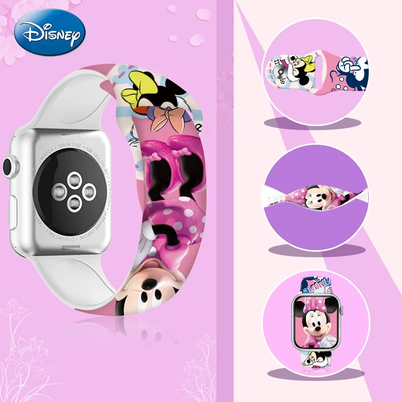 Mickey Mouse Print Silicone Watch Band, adequado para Apple S8, iWatch 6, 5, 4, 3, 2, SE, novo estilo, 2023